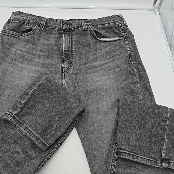 Levi's 510 38/32 Black Straight Mens Distressed Dark Wash Jeans - Picture 6 of 11